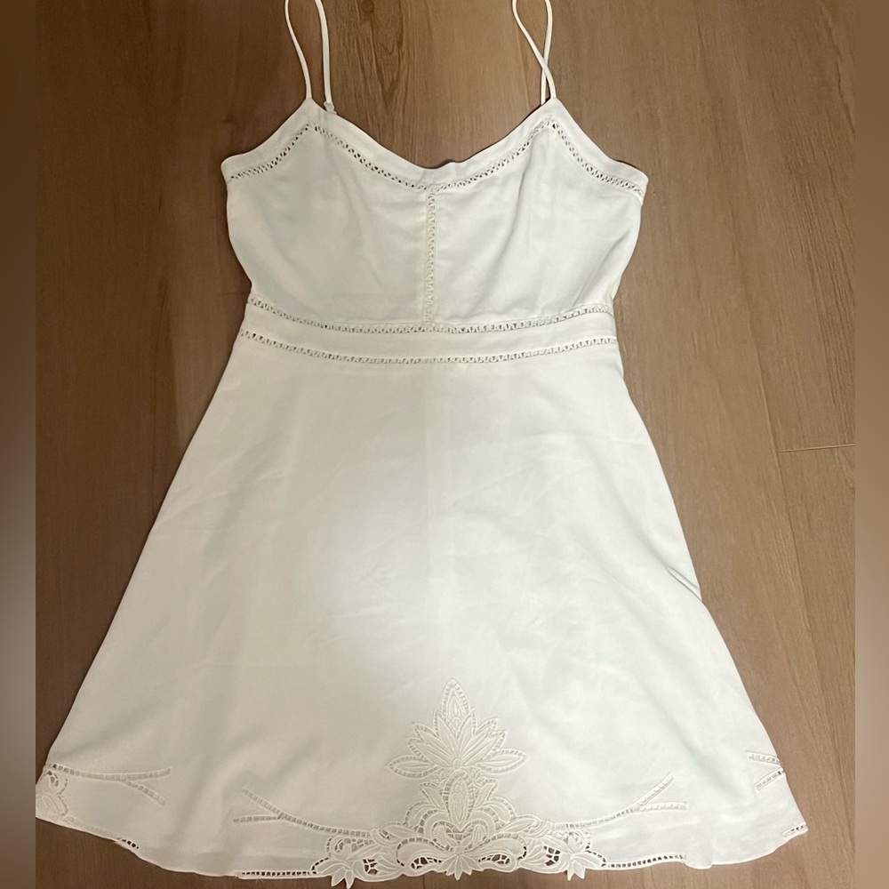 Elegant White Lace Trim Mini Dress